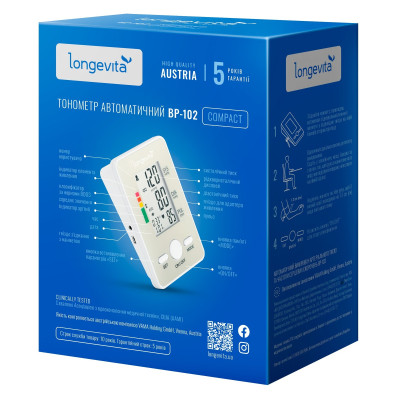 Тонометр Longevita Авт.вимір.артер.тиску LONGEVITA BP-102 Авт. вимір. артер. тиску (BP-102) Тонометр Longevita Авт.вимір.артер.тиску LONGEVITA BP-102 Авт. вимір. артер. тиску (BP-102)