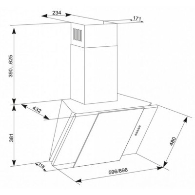 Витяжка кухонна Eleyus Vesta A 1200 LED SMD 60 IS+BL