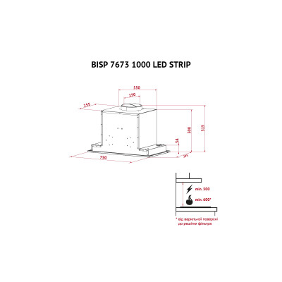 Витяжка кухонна Perfelli BISP 7673 BL 1000 LED Strip