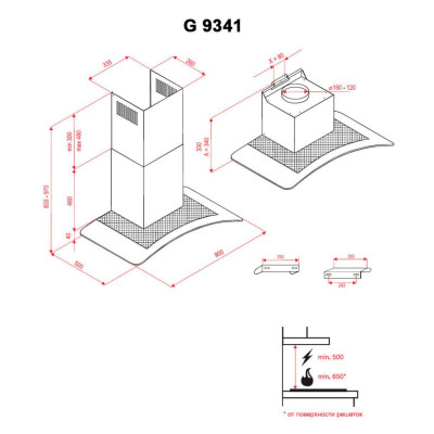 Вытяжка кухонная Perfelli G 9341 I Вытяжка кухонная Perfelli G 9341 I