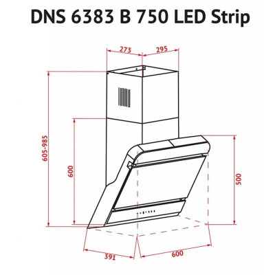 Витяжка кухонна Perfelli DNS 6383 B 750 BL LED Strip