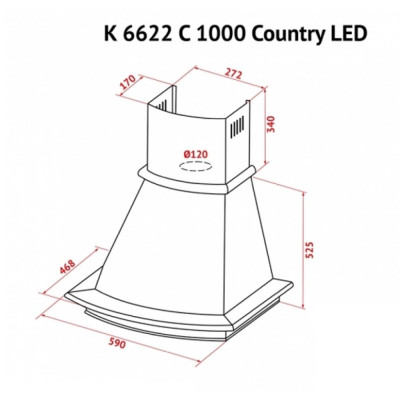 Витяжка кухонна Perfelli K 6622 C BL 1000 COUNTRY LED