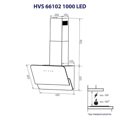 Вытяжка кухонная Minola HVS 66102 BL 1000 LED Вытяжка кухонная Minola HVS 66102 BL 1000 LED