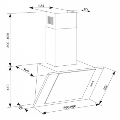 Вытяжка кухонная Eleyus Titan A 800 LED SMD 50 IS+BL
