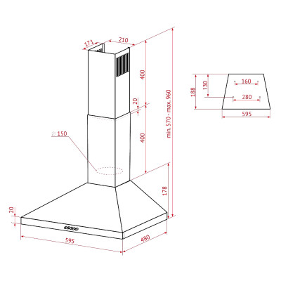 Витяжка кухонна Perfelli K 6210 I 700 LED