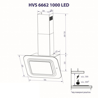 Витяжка кухонна Minola HVS 6662 BL/I 1000 LED Витяжка кухонна Minola HVS 6662 BL/I 1000 LED
