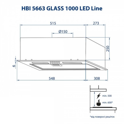Вытяжка кухонная Minola HBI 5663 IV GLASS 1000 LED Line