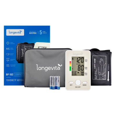 Тонометр Longevita Авт.вимір.артер.тиску LONGEVITA BP-102 Авт. вимір. артер. тиску (BP-102) Тонометр Longevita Авт.вимір.артер.тиску LONGEVITA BP-102 Авт. вимір. артер. тиску (BP-102)