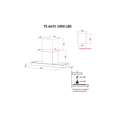Витяжка кухонна Perfelli TS 6635 I/WH 1000 LED