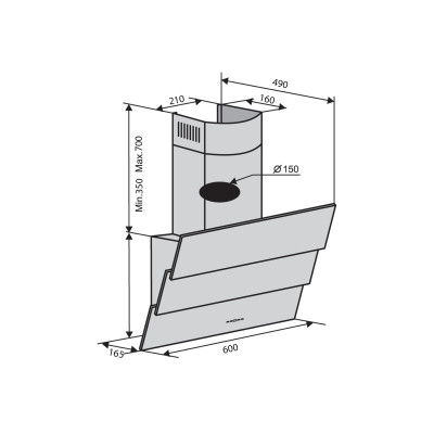 Витяжка кухонна Ventolux RIALTO 60 WH (1000) TRC IT