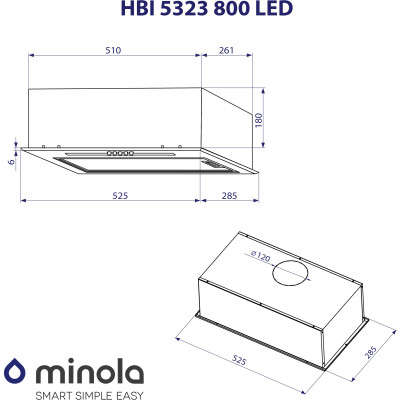 Витяжка кухонна Minola HBI 5323 GR 800 LED Витяжка кухонна Minola HBI 5323 GR 800 LED
