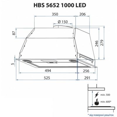 Вытяжка кухонная Minola HBS 5652 WH 1000 LED