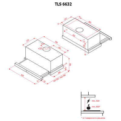 Витяжка кухонна Perfelli TLS 6632 BL LED