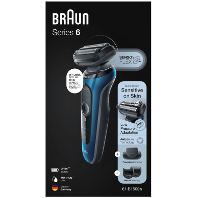 Електробритва Braun Series 6 61-B1500s BLUE / BLACK Електробритва Braun Series 6 61-B1500s BLUE / BLACK