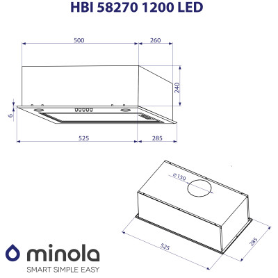 Вытяжка кухонная Minola HBI 58270 BL 1200 LED Вытяжка кухонная Minola HBI 58270 BL 1200 LED