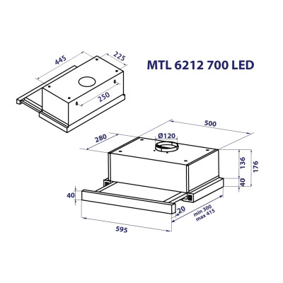 Витяжка кухонна Minola MTL 6212 I 700 LED