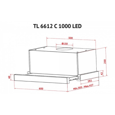 Витяжка кухонна Perfelli TL 6612 C BL 1000 LED Витяжка кухонна Perfelli TL 6612 C BL 1000 LED