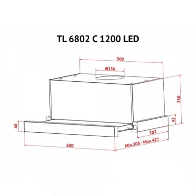 Витяжка кухонна Perfelli TL 6802 C S/I 1200 LED