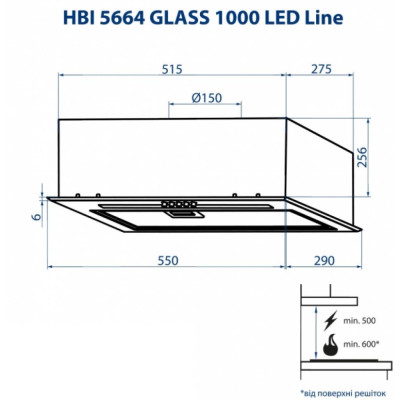 Вытяжка кухонная Minola HBI 5664 BL GLASS 1000 LED Line