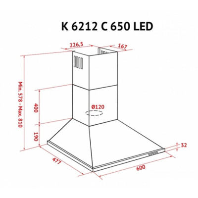 Витяжка кухонна Perfelli K 6212 C BL 650 LED