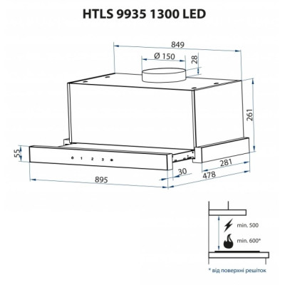 Вытяжка кухонная Minola HTLS 9935 BL 1300 LED