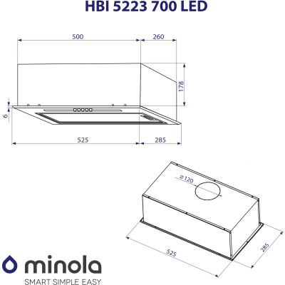 Витяжка кухонна Minola HBI 5223 WH 700 LED