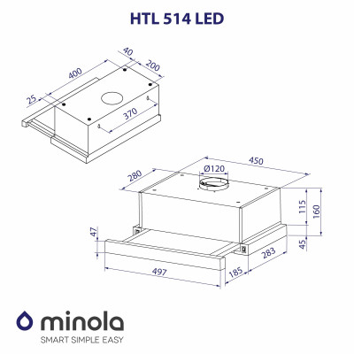 Вытяжка кухонная Minola HTL 514 I LED