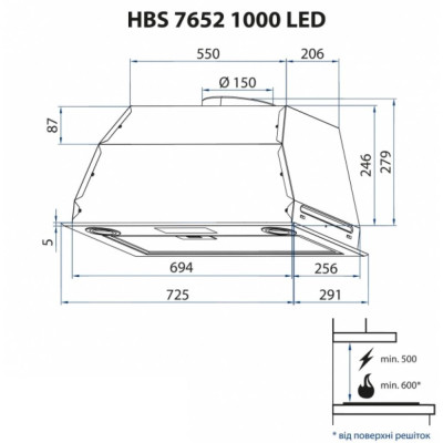 Витяжка кухонна Minola HBS 7652 I 1000 LED