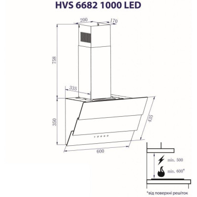 Вытяжка кухонная Minola HVS 6682 BL 1000 LED