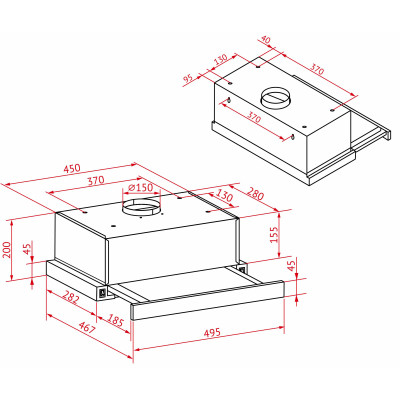 Витяжка кухонна Perfelli TL 5212 BL 700 LED