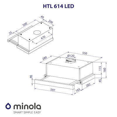 Вытяжка кухонная Minola HTL 614 WH LED