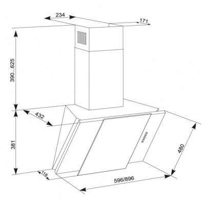 Витяжка кухонна Eleyus Vesta A 1200 LED SMD 60 WH