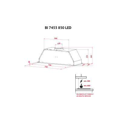Вытяжка кухонная Perfelli BI 7453 I 850 LED