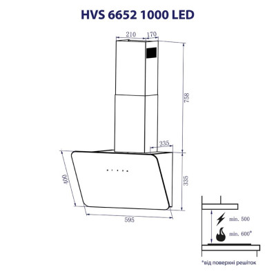Вытяжка кухонная Minola HVS 6652 BL 1000 LED