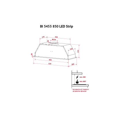 Витяжка кухонна Perfelli BI 5453 BL 850 LED Strip