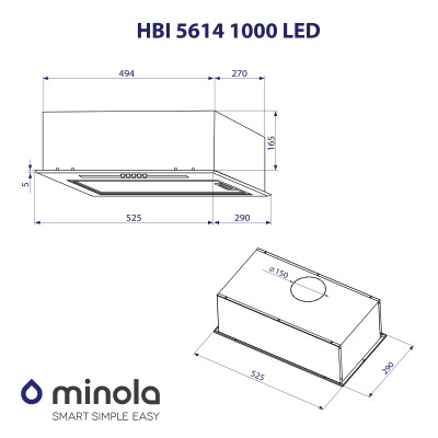 Вытяжка кухонная Minola HBI 5614 I 1000 LED