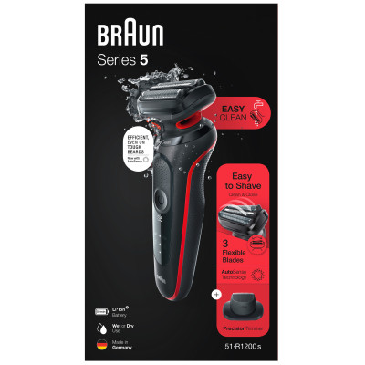 Електробритва Braun Series 5 51-R1200s BLACK / RED Електробритва Braun Series 5 51-R1200s BLACK / RED