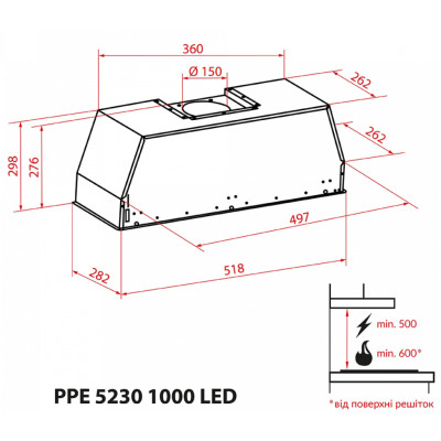 Витяжка кухонна Minola PPE 5230 SS 1000 LED