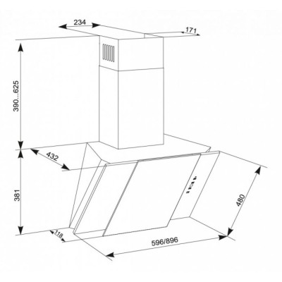 Вытяжка кухонная Eleyus Vesta A 1200 LED SMD 60 S WH (VestaA1200LEDSMD60SWH)