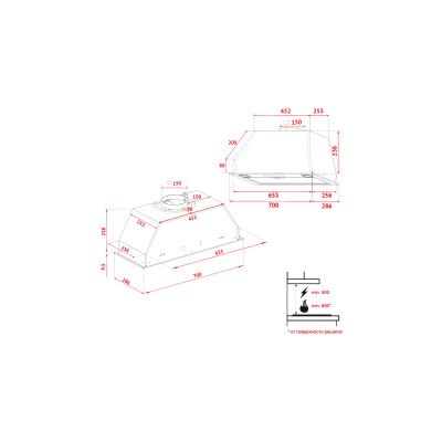 Витяжка кухонна Perfelli BIET 7854 WH 1200 LED