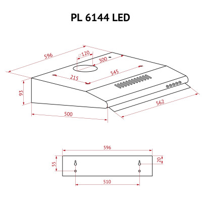 Витяжка кухонна Perfelli PL 6144 W LED