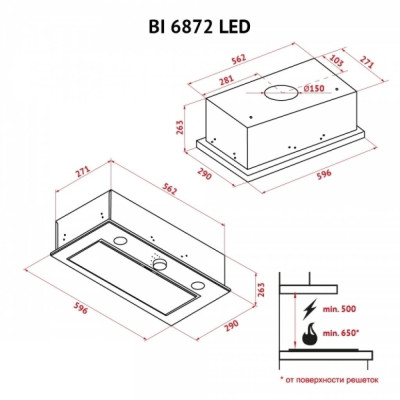 Витяжка кухонна Perfelli BI 6872 WH LED Витяжка кухонна Perfelli BI 6872 WH LED