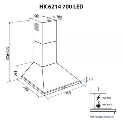 Вытяжка кухонная Minola HK 6214 I 700 LED