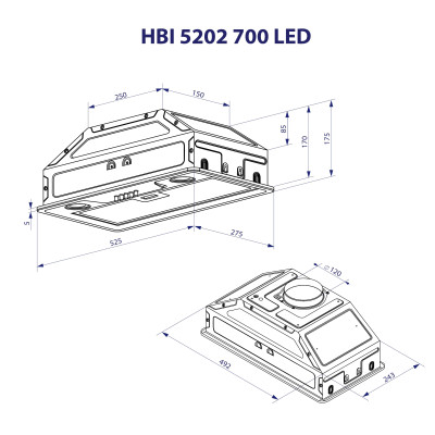 Витяжка кухонна Minola HBI 5202 GR 700 LED Витяжка кухонна Minola HBI 5202 GR 700 LED