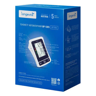 Тонометр Longevita Авт.вимір.артер.тиску LONGEVITA BP-1305 Авт.вимір.артер.тиску (BP-1305) Тонометр Longevita Авт.вимір.артер.тиску LONGEVITA BP-1305 Авт.вимір.артер.тиску (BP-1305)