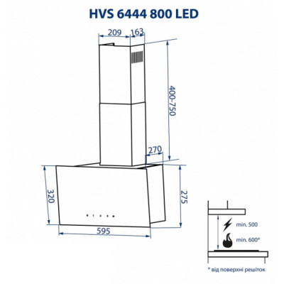 Вытяжка кухонная Minola HVS 6444 BL 800 LED Вытяжка кухонная Minola HVS 6444 BL 800 LED