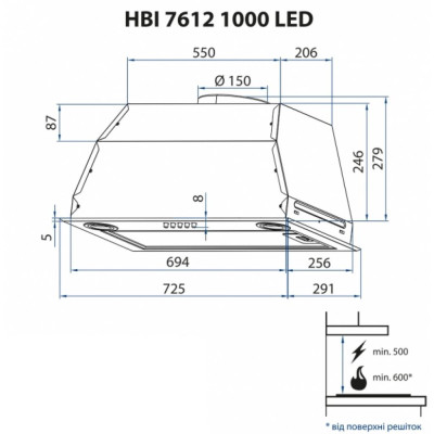 Витяжка кухонна Minola HBI 7612 WH 1000 LED Витяжка кухонна Minola HBI 7612 WH 1000 LED