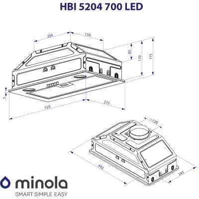 Вытяжка кухонная Minola HBI 5204 I 700 LED