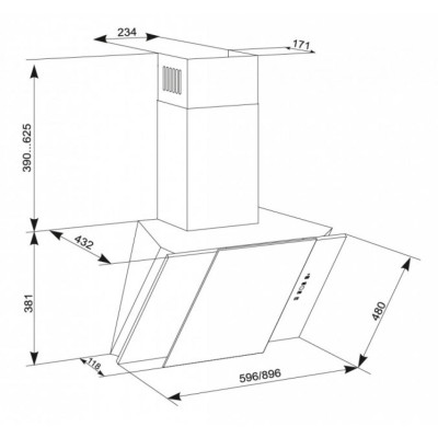 Витяжка кухонна Eleyus Vesta A 1200 LED SMD 60 S BL (VestaA1200LEDSMD60SBL)