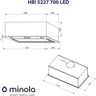 Вытяжка кухонная Minola HBI 5227 GR 700 LED